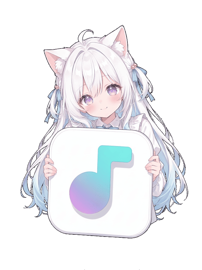 QueMusic 猫娘看板娘，抱着音符图标